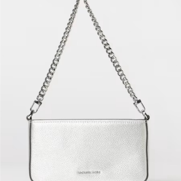 Michael Kors Silver Crossbody w/Strap & Chain - Picture 4 of 4